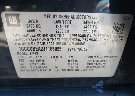 2018 Chevrolet Colorado Wt from USA, damaged, VIN 1GCGSBEA2J1185055